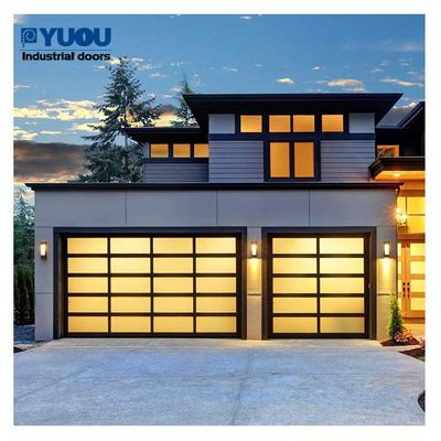 Full View Glass Overhead Sectional Garage Door Transparent 5.8m Panel RAL color