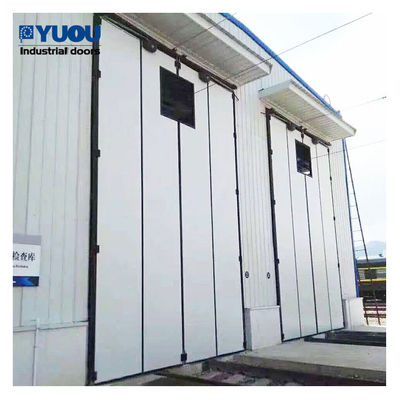 57mm Sandwich Panel Industrial Sliding Folding Doors 300W Bifold Fire Station Doors